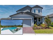 Charming two-story home featuring a two-car garage, brick driveway, and beautiful landscaping at 113 Pitching Wedge Dr, Daytona Beach, FL 32124