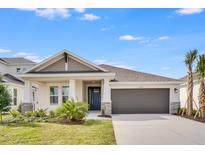 Charming single-story home with a two-car garage, well-manicured lawn, and beautiful landscaping at 4678 Ackee Rd, Kissimmee, FL 34758