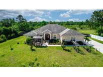 Attractive single-story home with lush landscaping, a screened porch, and pergola providing inviting outdoor living spaces at 18920 Overton St, Orlando, FL 32833