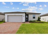 Brick front exterior of a single-story home with a two-car garage and landscaped lawn at 5161 Springrise Dr, Saint Cloud, FL 34772