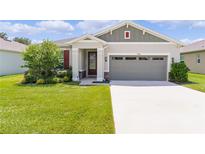 Charming single-story home features a well-manicured lawn and attached two-car garage at 10204 Spring Lake Dr, Clermont, FL 34711