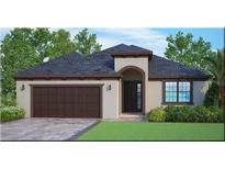 Home exterior showcasing a modern design, a two car garage, and landscaping at 1669 Markel Dr, Winter Garden, FL 34787