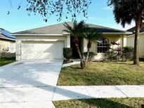 One-story house with a two-car garage and landscaped lawn at 2923 Moonstone Bnd, Kissimmee, FL 34758