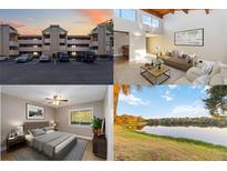 Well-maintained building exterior with ample parking and updated facade under a colorful dusk sky at 510 Cranes Way # 306, Altamonte Springs, FL 32701