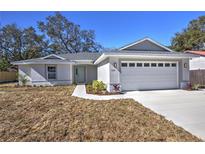 Newly constructed home with a two-car garage and well-manicured landscaping at 335 Vincent Dr, Mount Dora, FL 32757