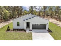 Beautiful exterior elevation of a modern, light and airy home with a well-manicured lawn and landscaping at 12386 Sw 89Th St, Dunnellon, FL 34432
