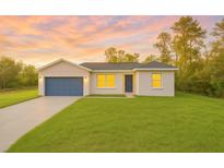 Charming single-story home with a manicured lawn, attached garage, and neutral paint in a picturesque setting at 139 Malauka Pass, Ocklawaha, FL 32179
