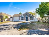 Cute one-story house with gray exterior, attached garage, and a small front yard at 3625 Lone Pine Dr, Orlando, FL 32822