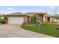 Attractive single-story home with a two-car garage and well-manicured lawn at 3499 Summerwood Way, Lakeland, FL 33812