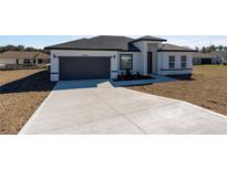 Newly constructed home with gray roof and driveway at 4774 Sw 152Nd Ln, Ocala, FL 34473