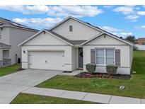 One-story house with two-car garage, landscaping, and neutral color scheme at 3101 Royal Tern Dr, Winter Haven, FL 33881