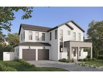 Two-story home with a modern design, dark brown garage doors, and landscaping at 1417 Miller Ave, Winter Park, FL 32789