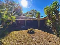 Sunny backyard with screened patio and lush landscaping at 12151 Se 86Th Ave, Belleview, FL 34420