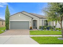 Single-story home with gray exterior, gray garage door, and landscaped front yard at 2662 Tahoe Ter, St Cloud, FL 34771