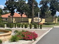 Welcoming entrance to Tuscany Preserve with colorful flowers and lush landscaping at 1617 Cumin Dr, Kissimmee, FL 34759