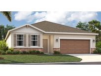 One-story home with a brown garage door and stone accents at 5513 Hanover Square Dr, St Cloud, FL 34771