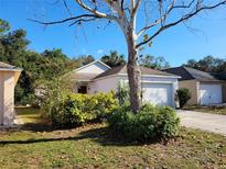 House exterior featuring a single-story home with a garage and landscaping at 369 Placid Lake Dr, Sanford, FL 32773