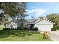 Single-story house with a spacious lawn and attached garage at 36737 Antone Dr, Grand Island, FL 32735