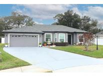 Gray house with a gray garage door and well-manicured lawn at 962 Canary Lake Ct, Sanford, FL 32773