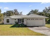 One-story house with attached garage and landscaped lawn at 38100 Ricker Dr, Lady Lake, FL 32159