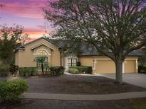 Attractive single-story home with a three-car garage and landscaped yard at 24728 Calusa Blvd, Eustis, FL 32736