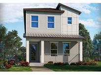 Two-story modern home with gray siding, metal roof and landscaped front yard at 4658 Homestead Trl, St Cloud, FL 34772