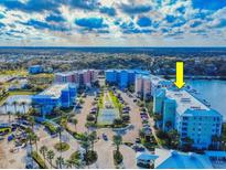 Stunning aerial view of condo community with convenient parking and water access at 5 Riverwalk Dr # 301, New Smyrna Beach, FL 32169