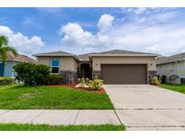 One-story home with a two-car garage and landscaped lawn at 4617 Harvest Row Ln, St Cloud, FL 34772