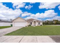 One-story house with a white garage door and a well-maintained lawn at 1101 James Ave, Deltona, FL 32738