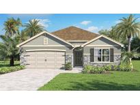 One-story home with stone accents and a two-car garage at 33487 Tacking Way, Sorrento, FL 32776