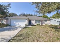 Charming single-story home with a well-manicured lawn and two-car garage at 1001 Willow Run St., Minneola, FL 34715