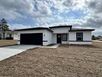 Attractive home with modern design, a garage and a seeded lawn at 150 Marion Oakes Trl, Ocala, FL 34473