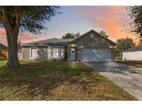 Charming single-story home with a well-manicured lawn and an attached two-car garage at 542 Bent Oak Loop, Davenport, FL 33837