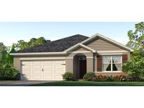 Charming single-story home featuring a two-car garage and lush landscaping, with a neutral color palette at 7066 Painted Bunting Way, St Cloud, FL 34773