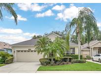 Charming single-story home featuring a manicured lawn and a two-car garage at 8044 Saint James Way, Mount Dora, FL 32757