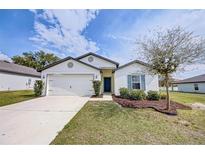 Charming single-story home with a well-manicured front yard and attached two-car garage at 1684 Gopher Tree St, Mascotte, FL 34753