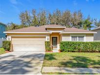 Charming single-story home featuring a two-car garage and well-manicured landscaping at 2339 Foxtree Rd, Tavares, FL 32778