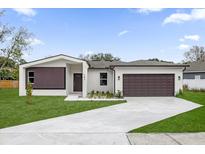 Beautiful house showcasing modern architecture, lush green lawn, and a concrete driveway at 501 Dean Creek Ln, Orlando, FL 32825