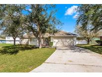 Charming single-story home with a well-manicured lawn, mature trees, and a two-car garage at 1909 Michigan Way, Poinciana, FL 34759