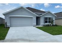 Charming single-story home with a two-car garage, a well-maintained lawn, and a neatly paved driveway at 4961 Sw 88Th Pl, Ocala, FL 34476