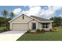 Charming single-story home with a two-car garage, simple landscaping and a neatly manicured lawn at 6989 Sw 135Th Pl, Ocala, FL 34473