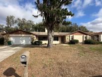 Charming single-story home with stone accents and a well-manicured front yard, perfect for a Gathering at 1029 Michelle Ct, Tavares, FL 32778