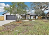 Charming home with a well-manicured lawn, large tree, and a two-car garage in a quiet neighborhood at 305 Haverlake Cir, Apopka, FL 32712