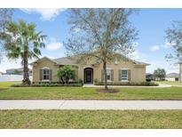 Charming single-story home with a manicured lawn, mature trees, and neutral toned exterior at 4160 Golden Willow Cir, Apopka, FL 32712