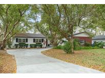 Charming home featuring mature trees, a brick accent wall, and a long driveway at 1307 Lindenwood Ln, Winter Park, FL 32792