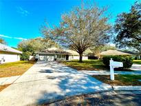 Charming one-story home featuring a well-manicured lawn and a large mature shade tree in the front yard at 1135 Mount Rainier Ct, Apopka, FL 32712