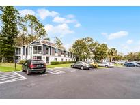 Condominium exterior with ample parking, neat landscaping, and two-story buildings under a clear blue sky at 2106 Northlake Dr # 2106, Sanford, FL 32773