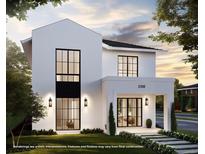 Modern two-story home featuring black-framed windows and a covered front porch at sunset at 2102 S Osceola Ave, Orlando, FL 32806