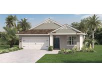 Charming one-story home featuring a two-car garage and a well-manicured lawn with lush landscaping at 7077 Painted Bunting Way, St Cloud, FL 34773