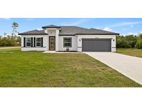 Charming single-story home featuring a modern design, well-manicured lawn, and attached two-car garage at 2436 Sw 155Th Ln, Ocala, FL 34473